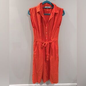 Loft Button-Down Tie-Waist Short Sleeve Dress size 4
